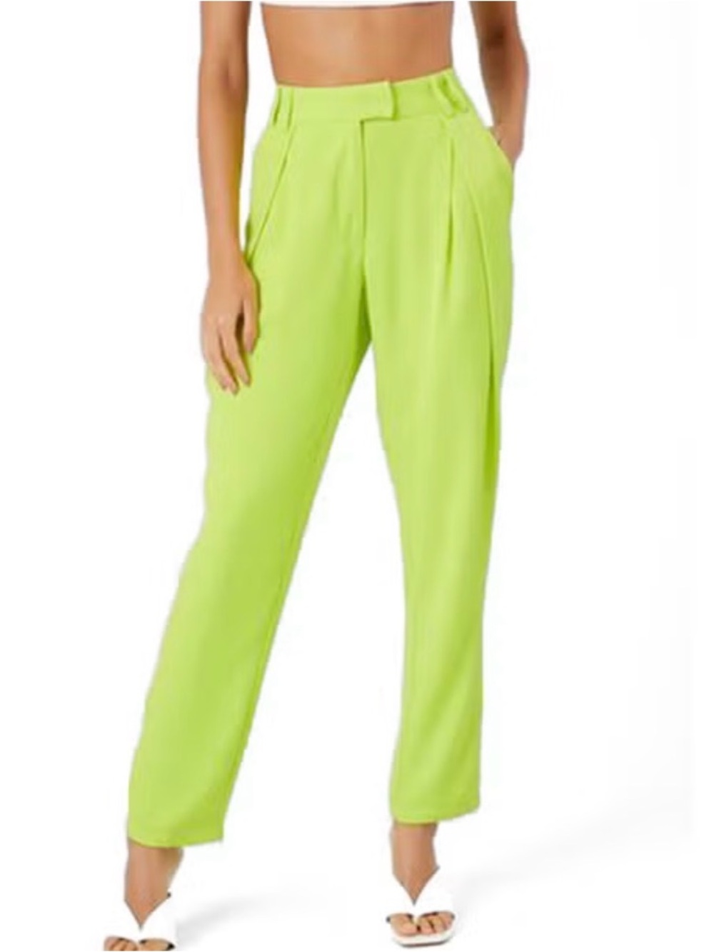 Forever 21 Lime High-Waist Pleated Trousers